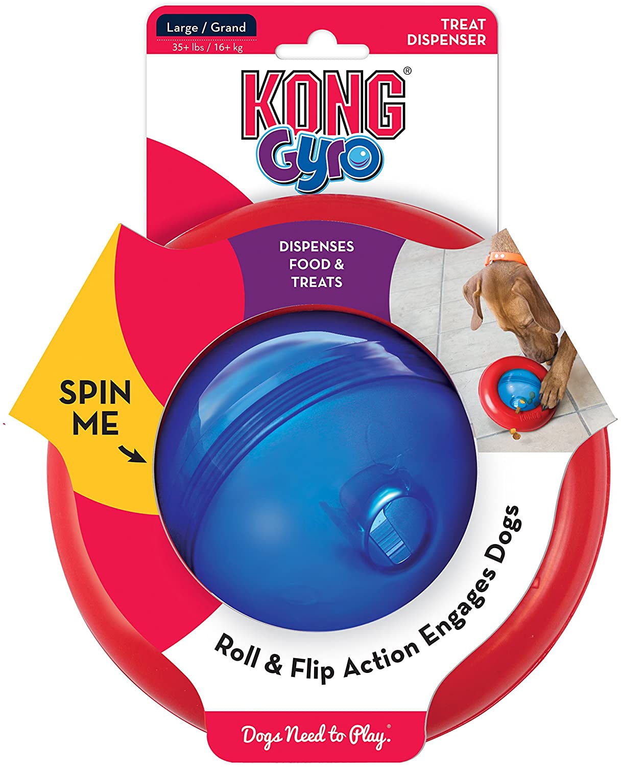  KONG - Gyro - Juguete interactivo dispensador de golosinas - Raza grande 