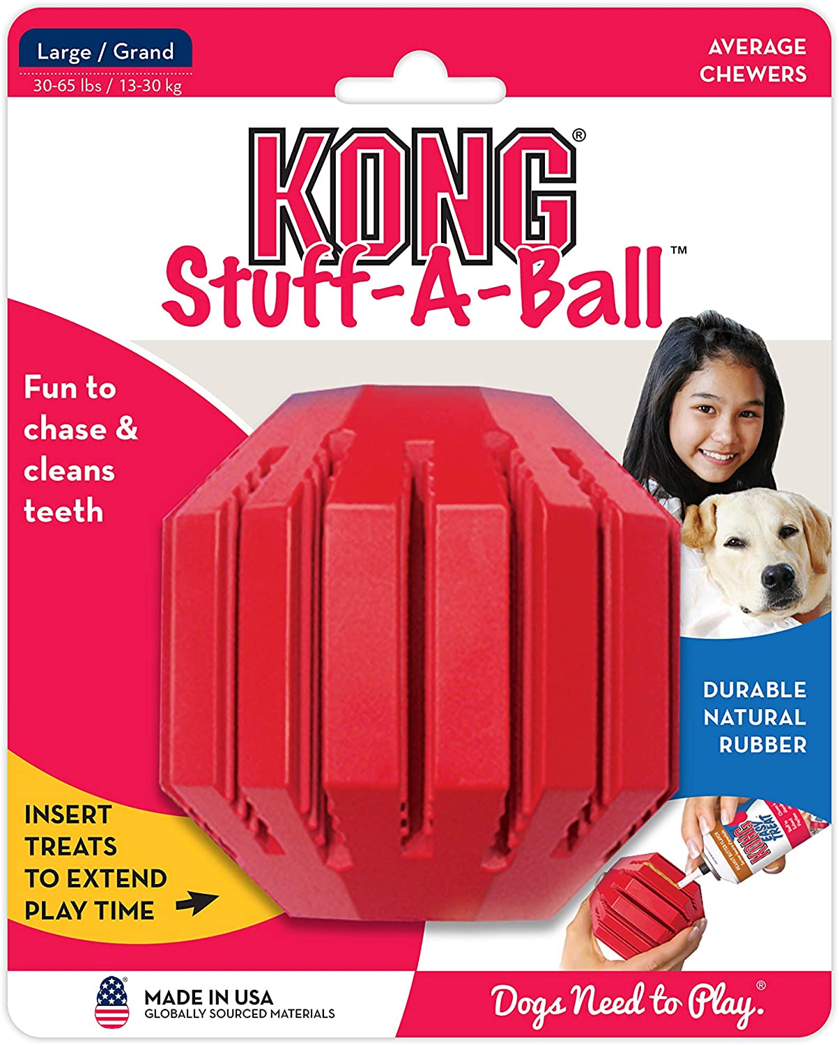  KONG - Stuff-A-Ball™ - Dispensador de golosinas que limpia los dientes, en caucho - Raza grande 