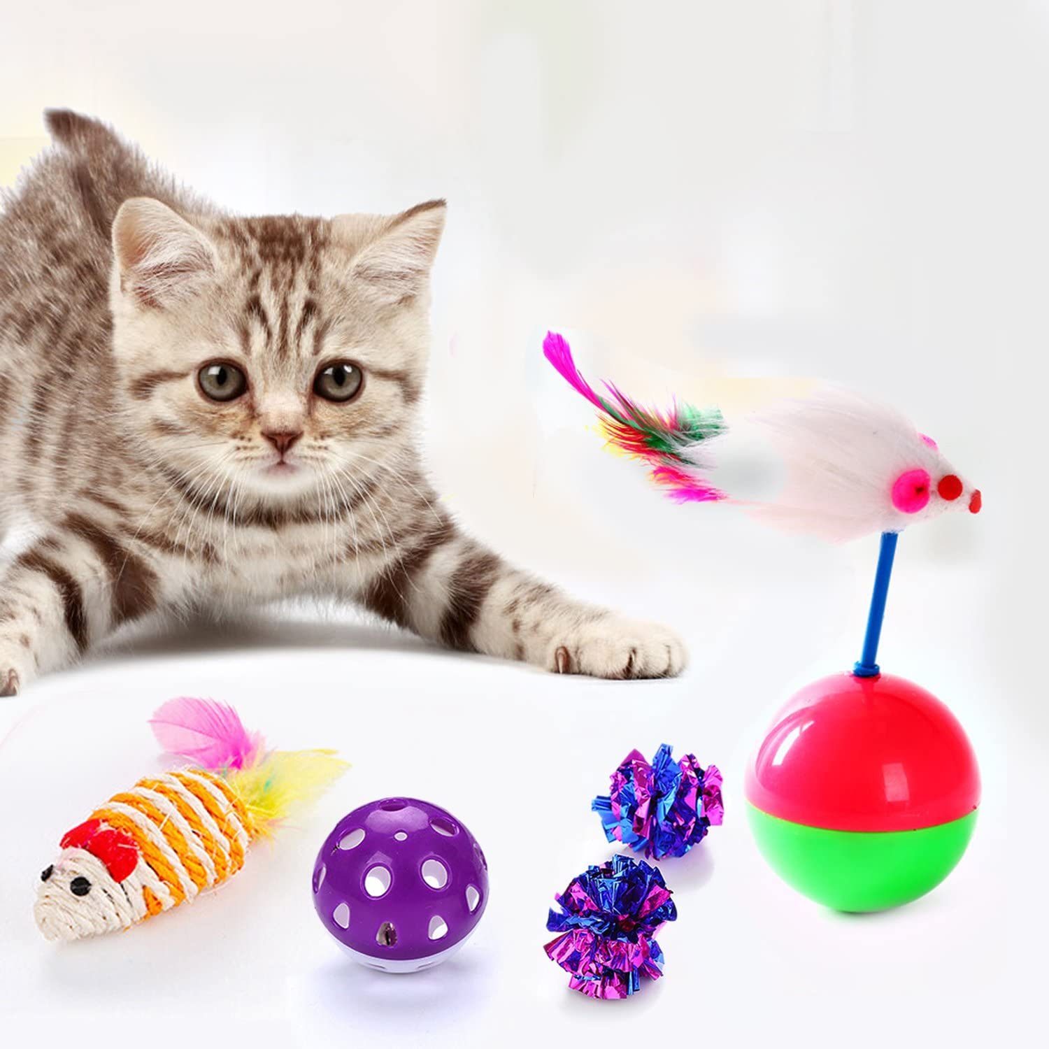 Legendog Juguetes para Gatos, 17Pcs Juguetes Gatos, Juguete Interactivo para Gatos con Plumas para Kitty (17 Pcs) 