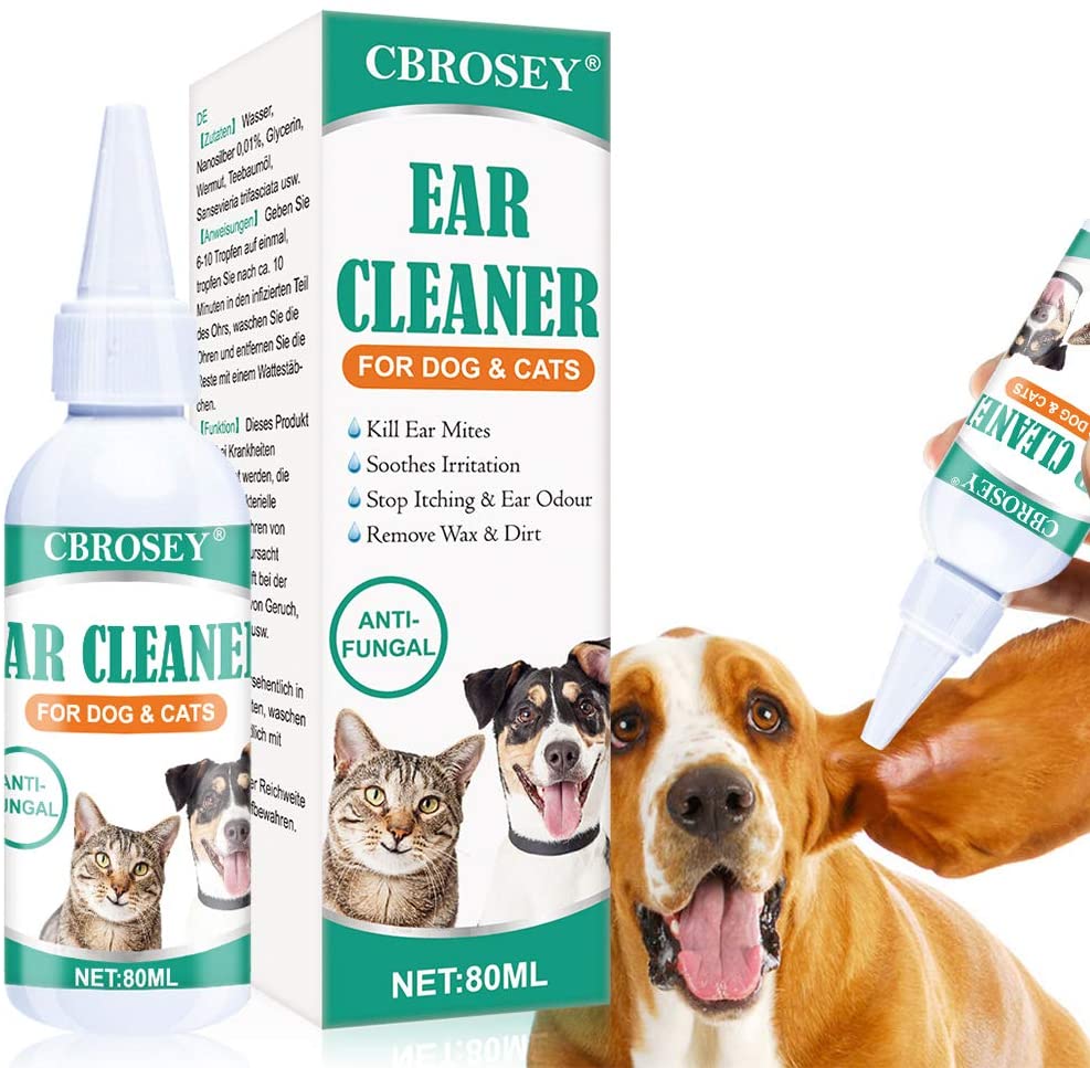  Limpiador de Oidos para Perros,Limpiador Oidos para Perros y Gatos,Dog Ear Cleaner,Solución de infección limpiador de oídos para perros, gatos, detener la picazón, los ácaros del olor eliminar 