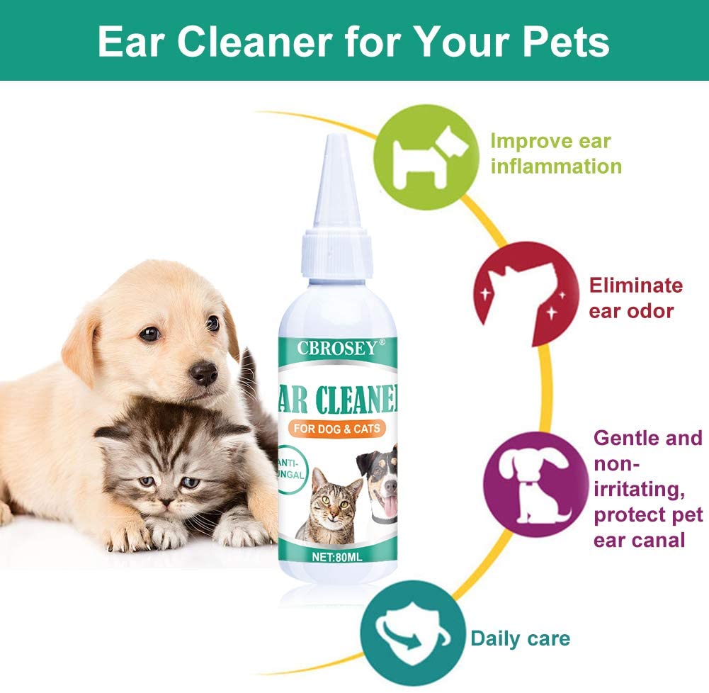  Limpiador de Oidos para Perros,Limpiador Oidos para Perros y Gatos,Dog Ear Cleaner,Solución de infección limpiador de oídos para perros, gatos, detener la picazón, los ácaros del olor eliminar 