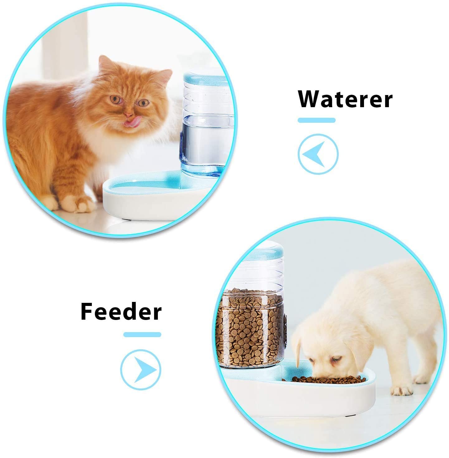  LLDKA Alimentador automático del Animal doméstico, alimentador de alimentación de Viajes y dispensador de Agua para Perros Gatos domésticos Animales (Rosa + Verde) 