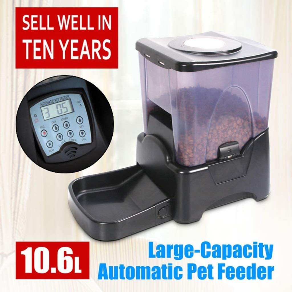 LLDKA Alimentador automático del Animal doméstico, Nunca Pegado automático Triturador 10L Capacidad 