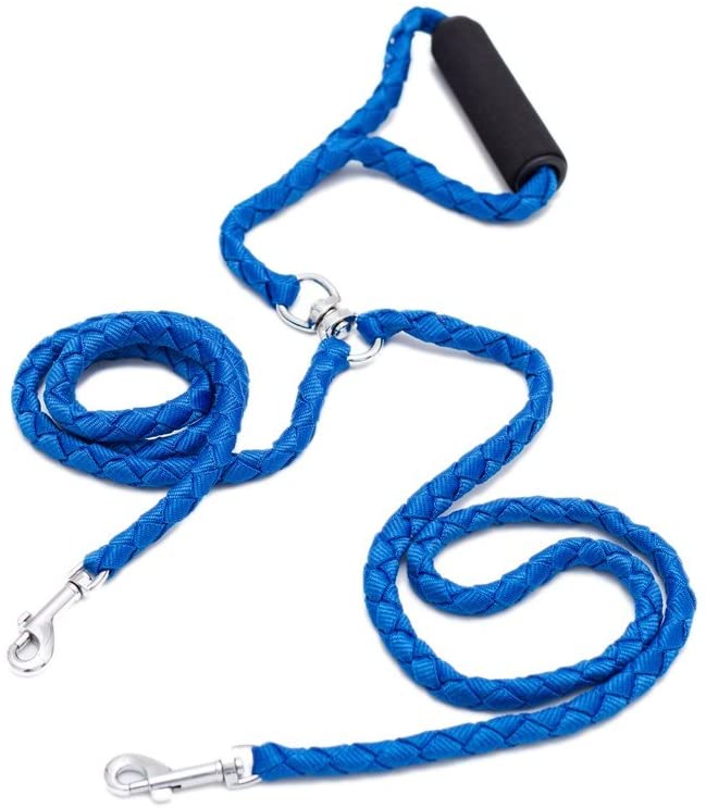  Locisne No se enreda correa de perro doble de 1.4m 2 perros de nylon (azul) 