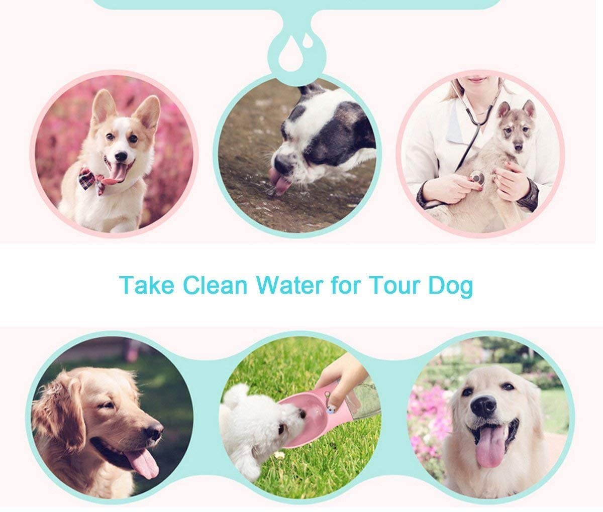  Makerfire Botellas para Perros Portatil 550ml Botella de Agua para Mascotas al Aire Libre de Viaje portátil para Perro Gato Mascotas al Aire Libre-White 