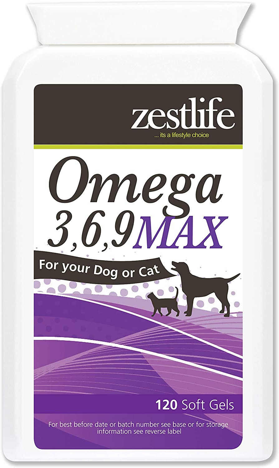  MAX Zestlife Omega 3,6,9 para geles suaves 120 perros y gatos 