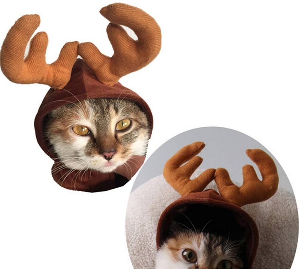  Meiyiu Mascotas Diademas para Perros Cornamenta Gorra Suministros para Disfraces de Mascotas Sombreros de Ciervos de Navidad 