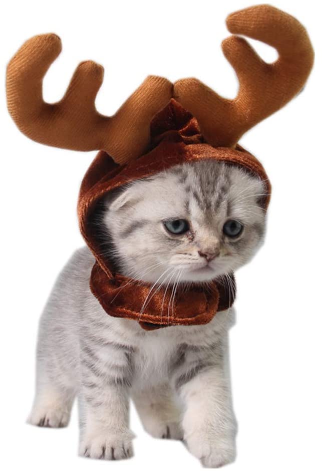  Meiyiu Mascotas Diademas para Perros Cornamenta Gorra Suministros para Disfraces de Mascotas Sombreros de Ciervos de Navidad 