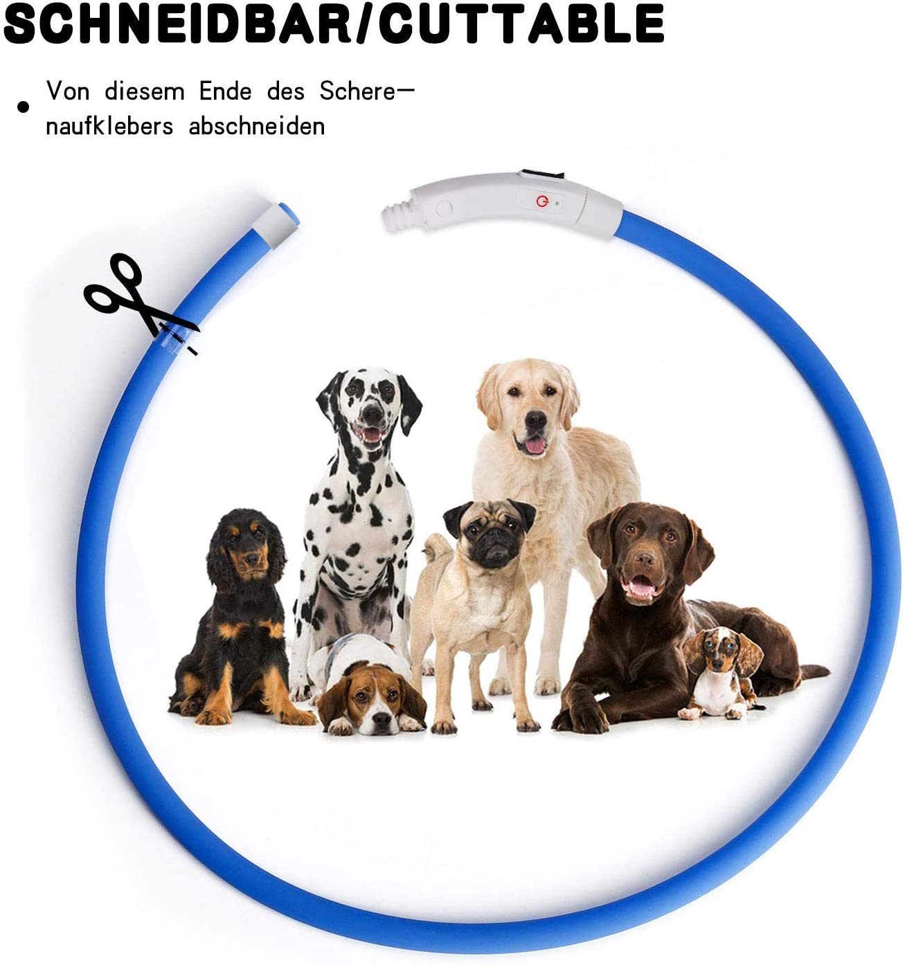  Mookis Collar de Perro LED, USB Recargable, Collar de Perro Mascota Brillante para Seguridad Nocturna, Collar de luz de Moda (Verde, Azul) 