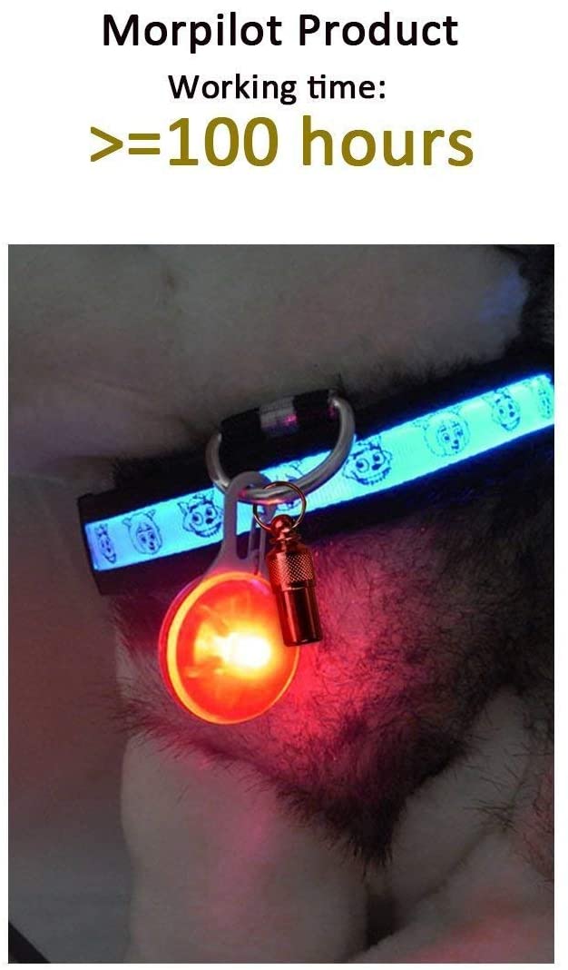  morpilot Collar LED Luz Perro, 6Pcs Clip-on Luces de Colores de Seguridad Luminoso Impermeable para Mascotas con Etiquetas de Identificación para Caminar por la Noche, 6 Baterías Incluidas 