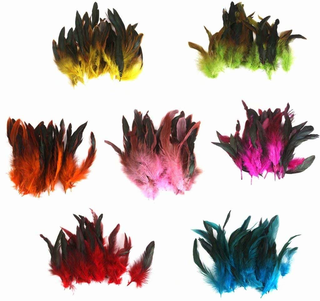  Natural Decoration Rooster Cock Feather-Ideal for Costumes, Hats, Home Decor, etc (accesorio de disfraz) 