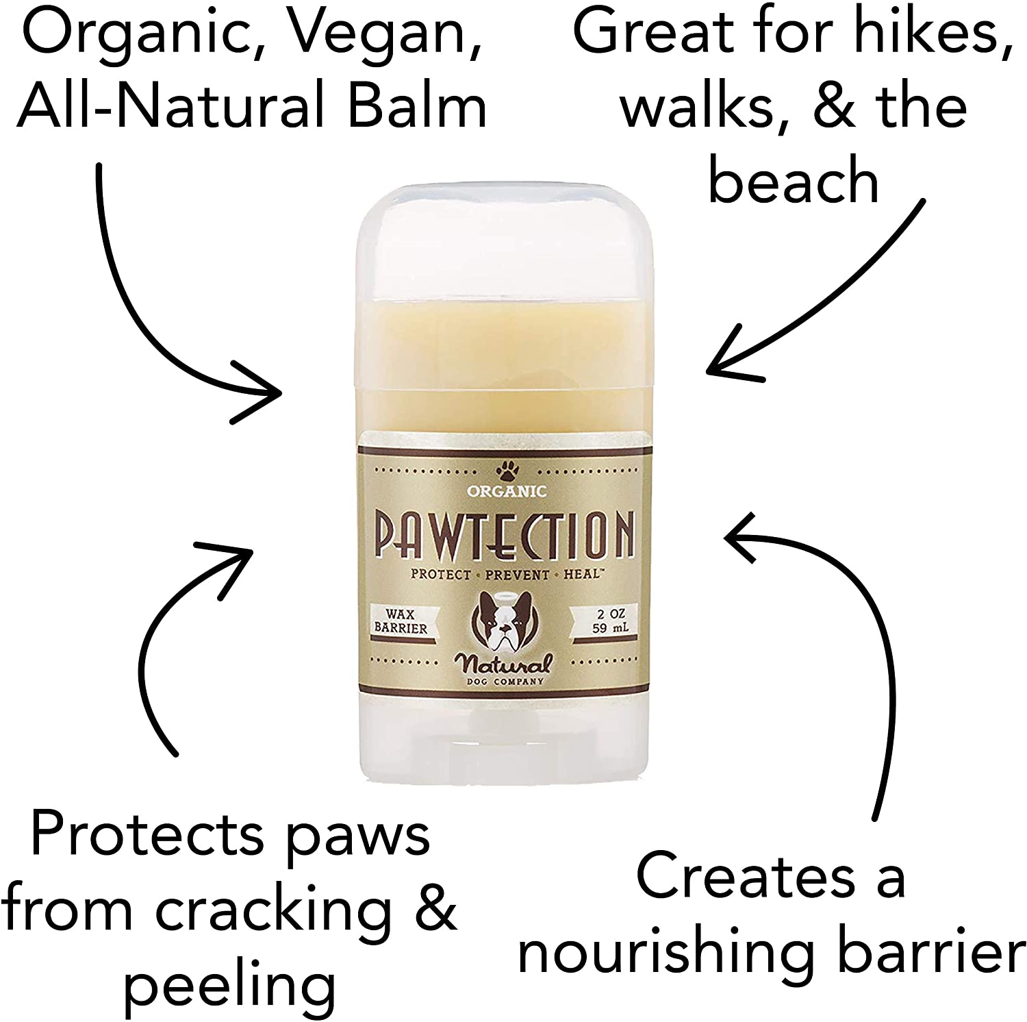  Natural Perro Empresa | pawtection | para la protección de Perros Paw Almohadillas | orgánico, Vegano | 2 oz Stick 