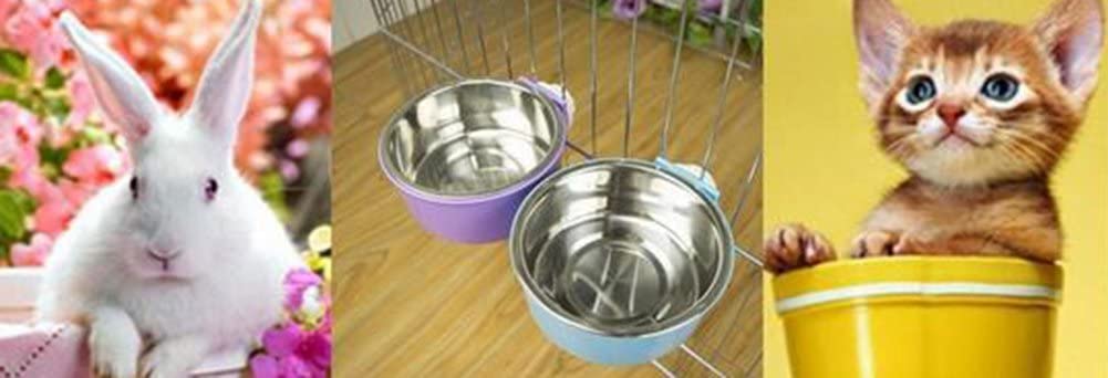  Nikgic - Cuenco de acero inoxidable para perro, gato, jaula colgante en la jaula de agua para comida para perro pájaro conejo 