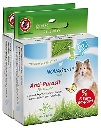  Novagard Green® Spot-on para Perros Pack Doble de Ahorro Spot-on para Perros para gotear contra garrapatas, pulgas y ácaros. 