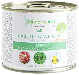  ORGANICVET Orga nicvet Gato húmedo Forro Veterinary Diabetic & Weight, 6 Pack (6 x 200 g) 