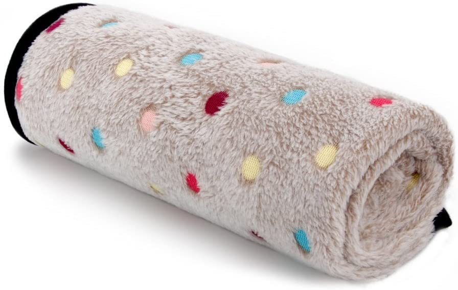  PAWZ Road Pet Dog Manta Fluffy Fleece Fabric Suave y Linda Warm Dot Print Manta Lavable para Gatos y Perros Beige 53 * 77cm 