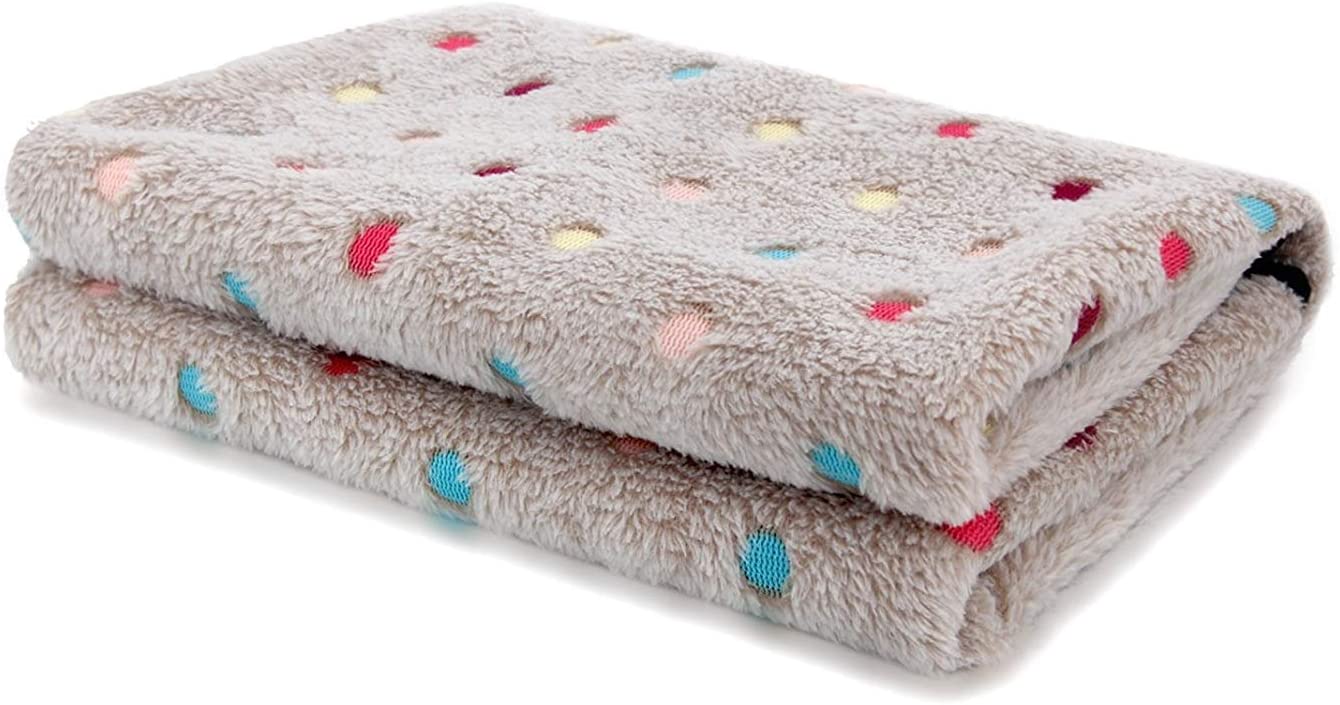  PAWZ Road Pet Dog Manta Fluffy Fleece Fabric Suave y Linda Warm Dot Print Manta Lavable para Gatos y Perros Beige 53 * 77cm 