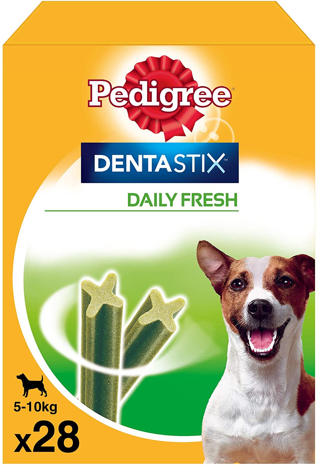  PEDIGREE Pack de 28 Dentastix Fresh de Uso Diario para la Limpieza Dental de los Perros y contra Mal Aliento, para Perros pequeños (Pack de 4) 
