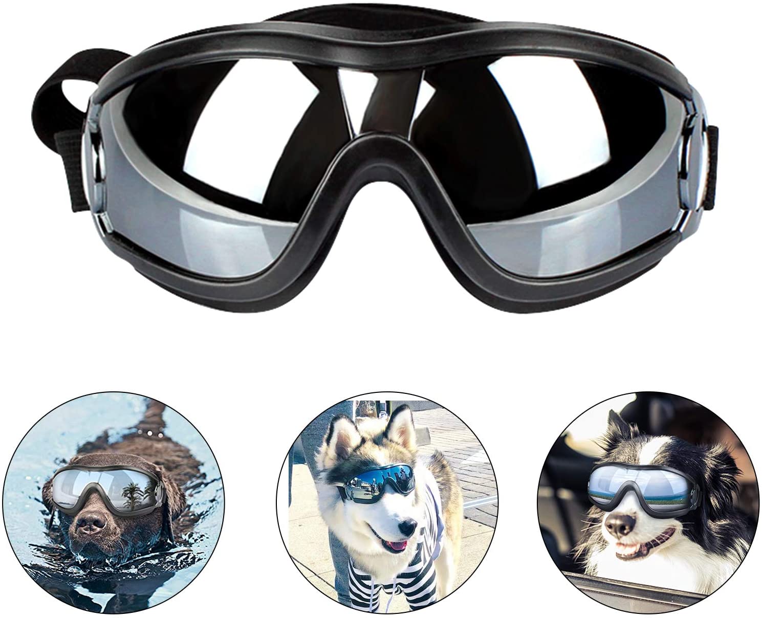  PEDOMUS Perros Gafas netive Gafas de Sol para Mascotas Resistente al Agua Resistente al Viento Ojo Protección para Perro Grande/Mediana 