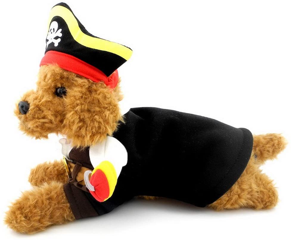  Pegasus Pet Cat Dog menores de 20 libras Pequeño perro abrigo de disfraz de pirata para adultos con gorra ajustable 