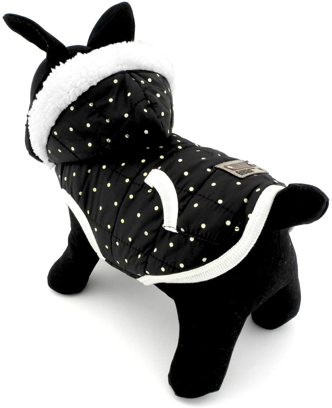  Pegasus Pet Ropa para Cachorro Perro Pequeño gato disfraz de perchero de pared de chaleco con forro polar de invierno con capucha para ropa negro 
