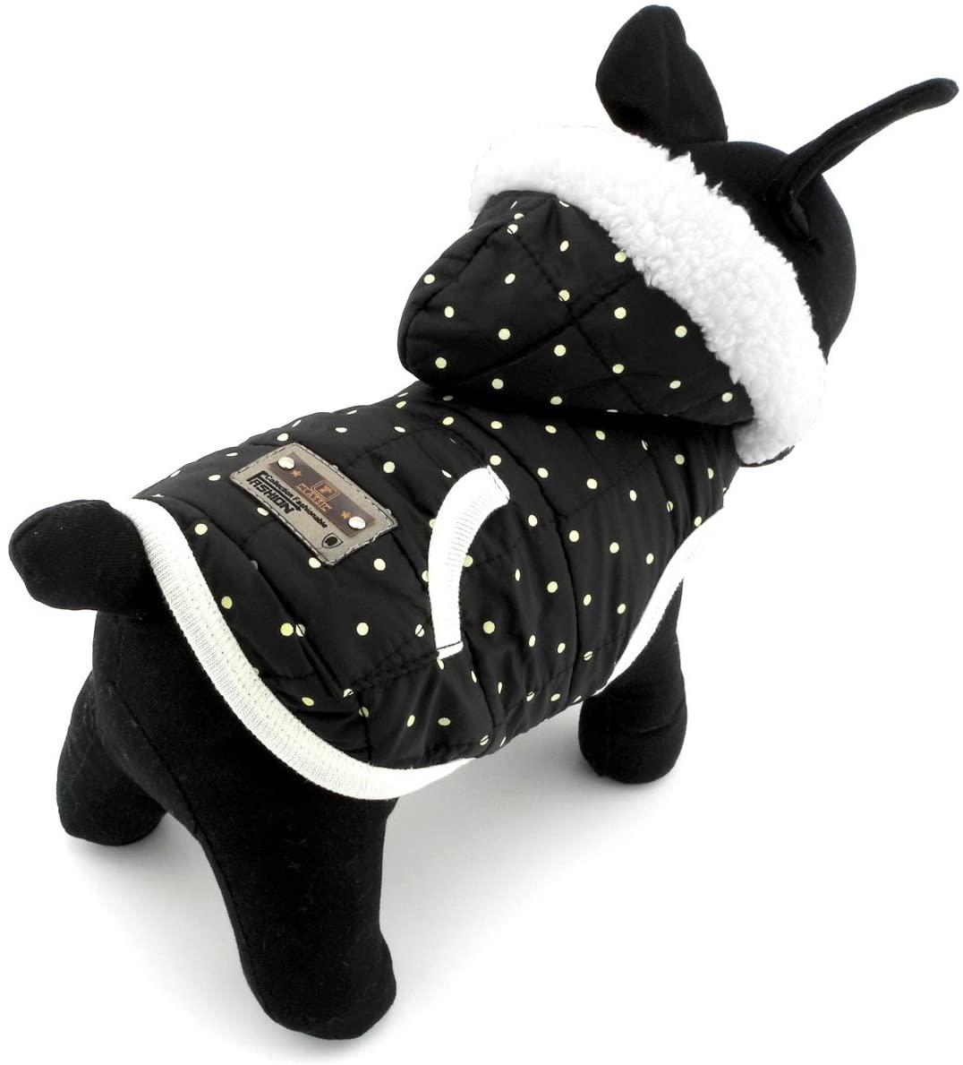  Pegasus Pet Ropa para Cachorro Perro Pequeño gato disfraz de perchero de pared de chaleco con forro polar de invierno con capucha para ropa negro 