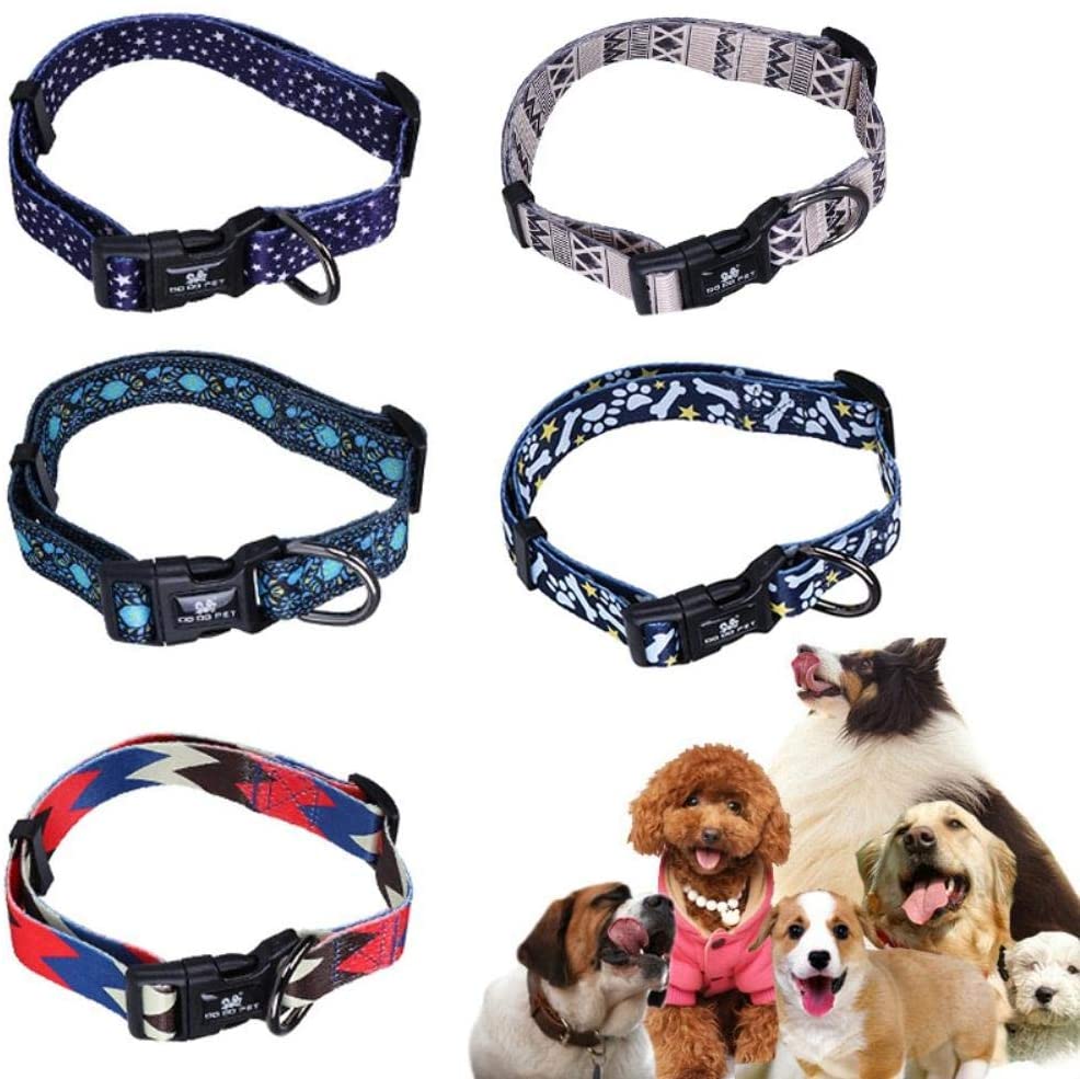  PENVEAT Collar de Perro con Correa de Nylon Ajustable de 19 Colores para Collares de Perros pequeños y Grandes SML, BM0100B, L 