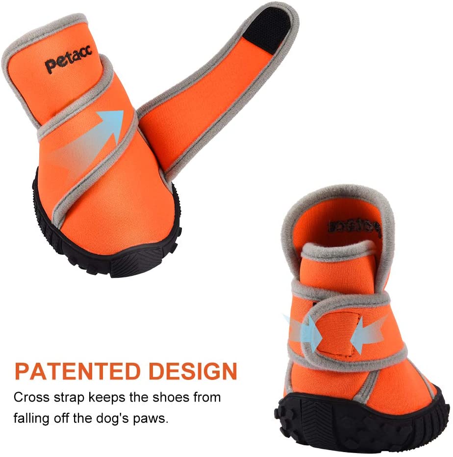  Petacc Botas para Perros Zapatos Impermeables para Perros Zapatos para Exteriores con Suela Antideslizante Resistente, 4 Piezas (M, Naranja) 
