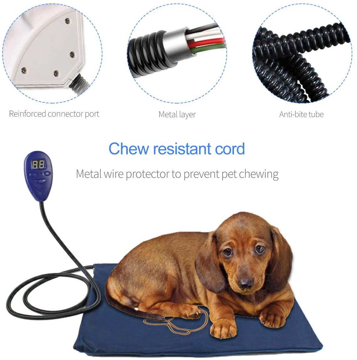  PETCUTE Manta Eléctrica para Mascotas Cojín de Calefacción para Perros Almohadilla Cama de Perro Alfombra electrica para Gatos Perros 