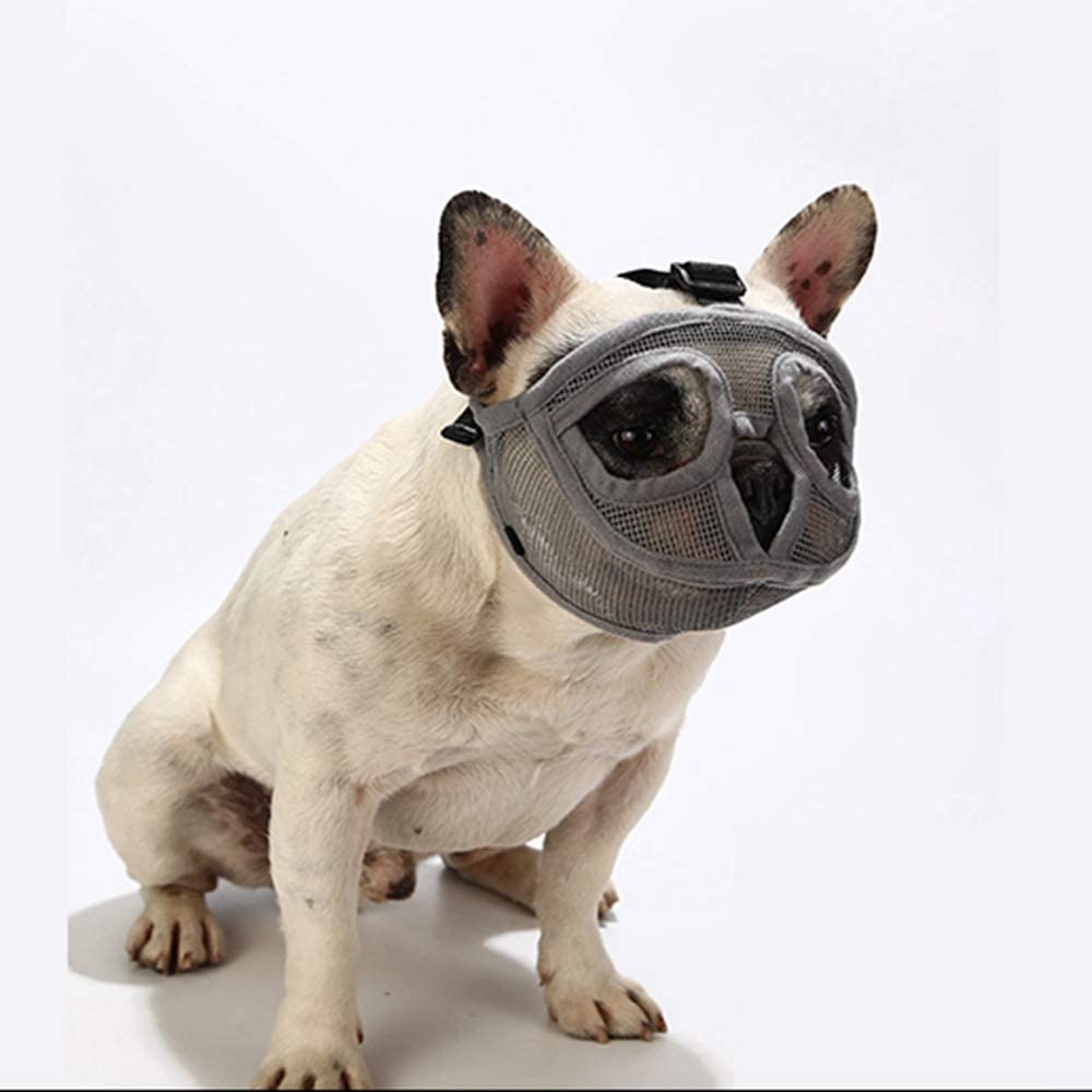  PETEMOO Bozal Corto para Perro con Forma de Bulldog de Malla Transpirable Ajustable para mascarar, Cortar y Entrenar a Perros 