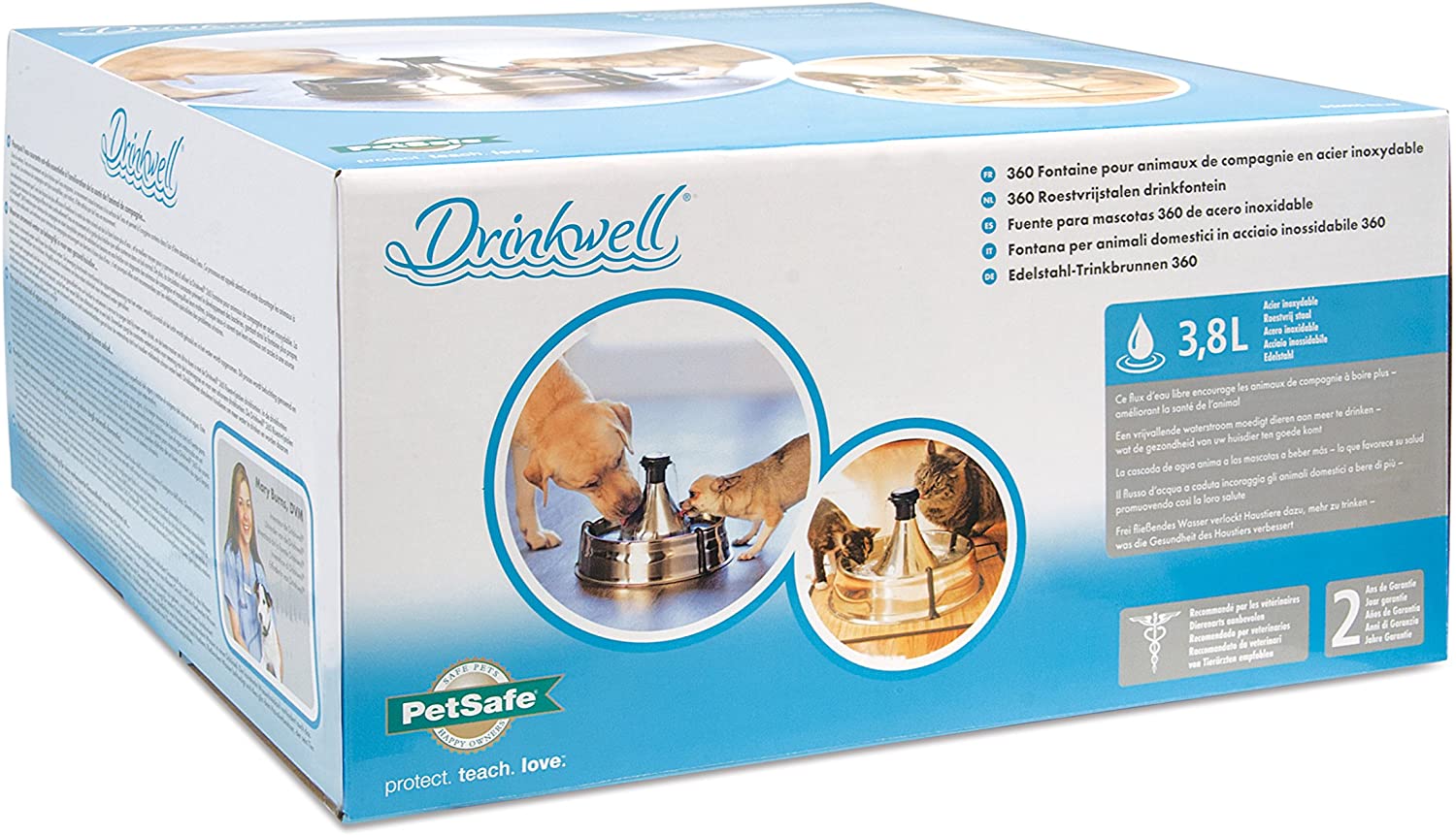  PetSafe Drinkwell - Fuente para Mascotas, 360, de Acero Inoxidable 