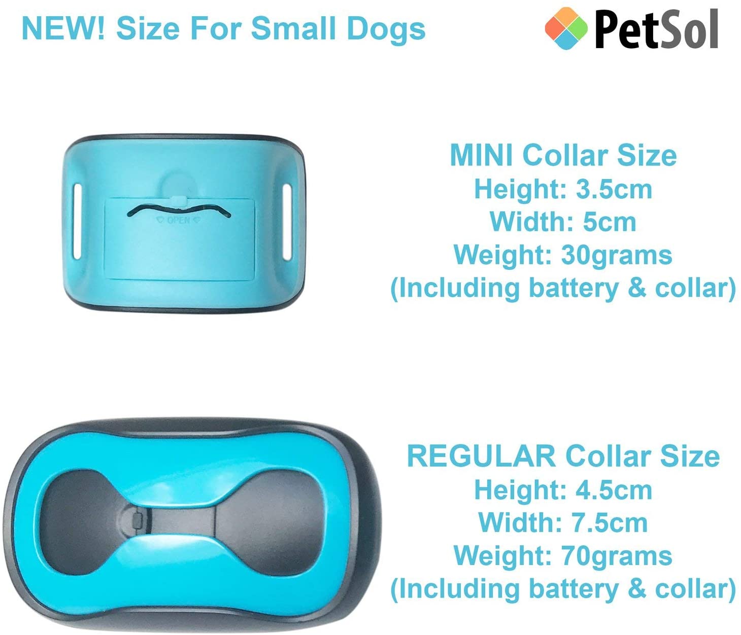  Petsol - Collar antiladridos para Perros pequeños, Color Azul, Entrenar a Perros pequeños y Cachorros, sin Golpes, con 6 Meses de garantía y baterías adicionales Incluidas 