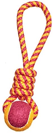  Pistachio Pet - Juguete para Cachorros con Cuerda para Tirar y minipelota de Tenis de 23 cm, Color Naranja y Rojo 