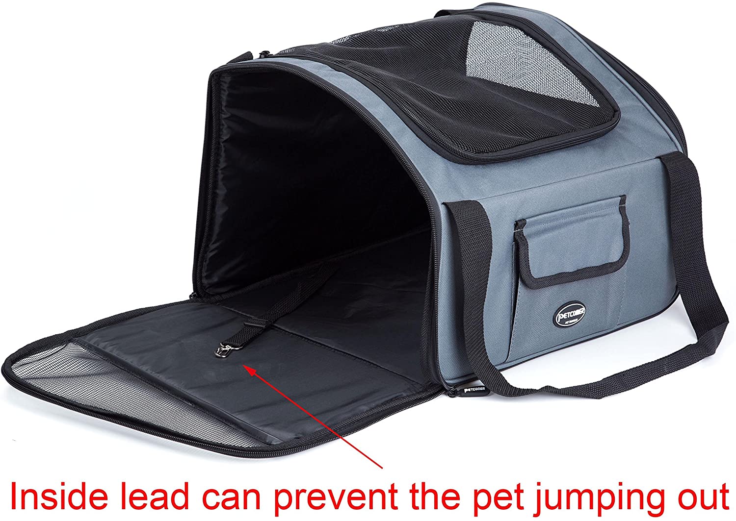  Plegable Portador de viaje del Asiento de coche para Mascotas Perros y Gatos, Gris Oscuro 