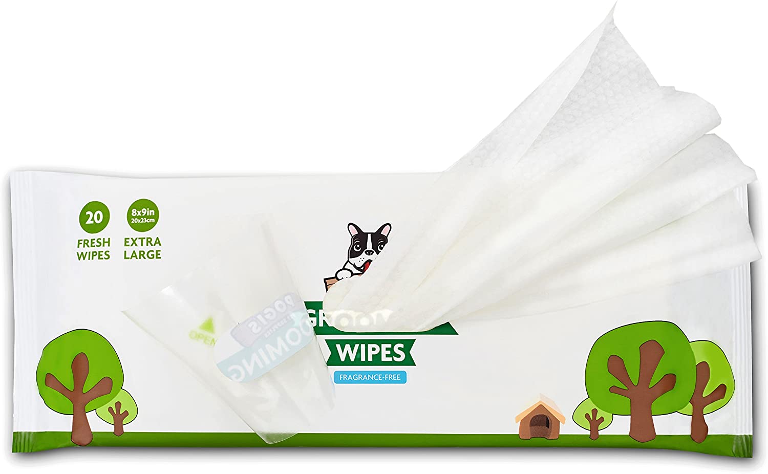  Pogi's Grooming Wipes Paquete de Viaje - 120 toallitas desodorantes para Perros - No perfumadas, Naturales, Extra Grandes, Biodegradable 