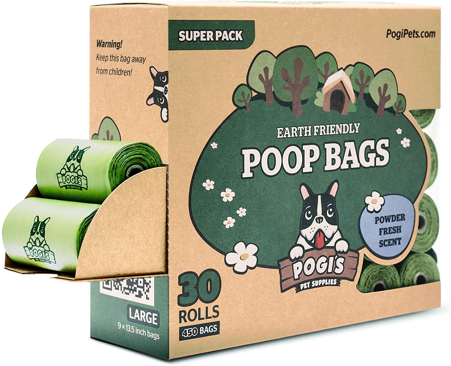 Pogi's Poop Bags - Bolsas para excremento de Perro - 30 Rollos (450 Bolsas) - Grandes, Biodegradables, Perfumadas, Herméticas 