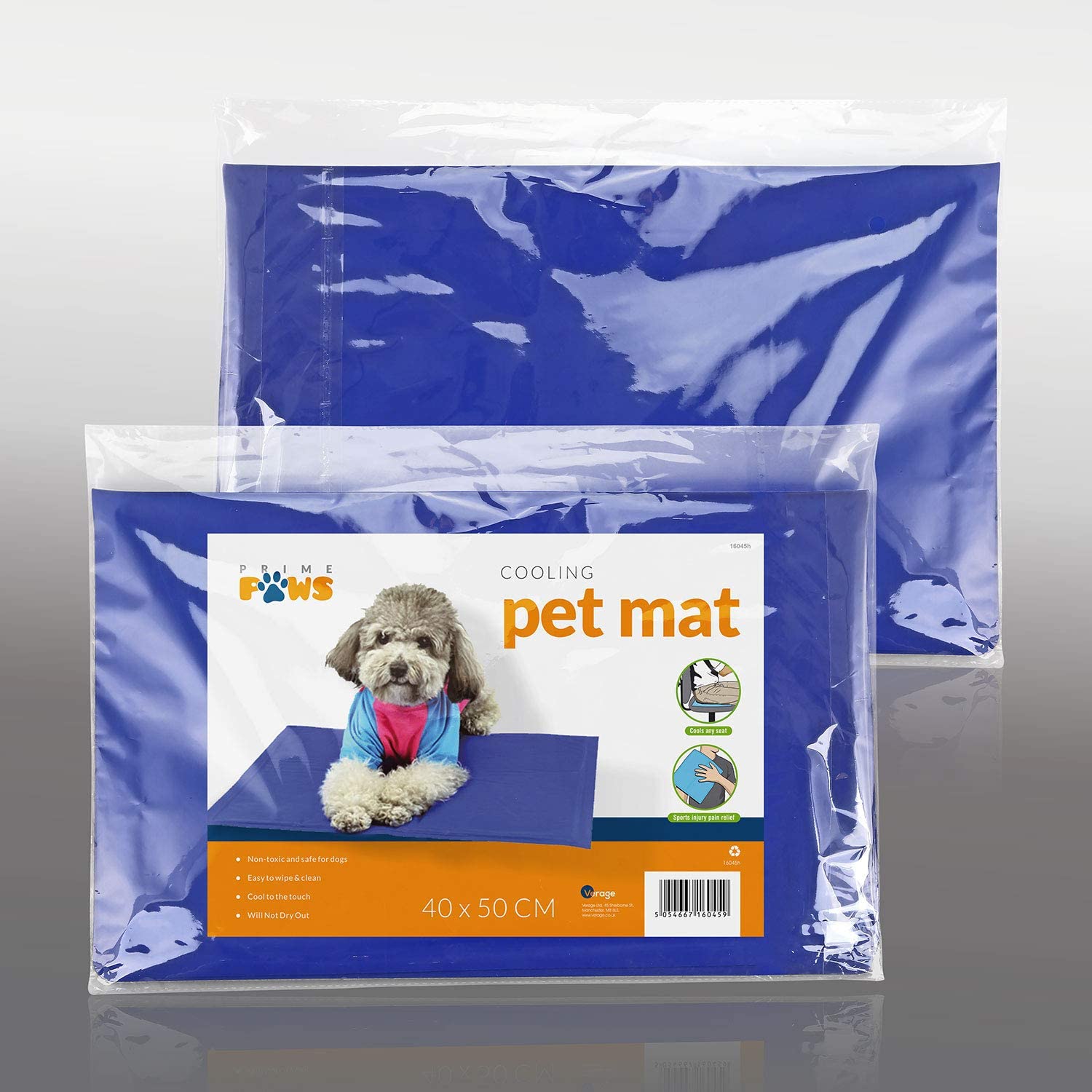  Prime Paws® - Colchón de Gel de refrigeración para Mascotas, Perros, Gatos, colchones de Cama para aliviar el Calor, no tóxico, Color Azul 