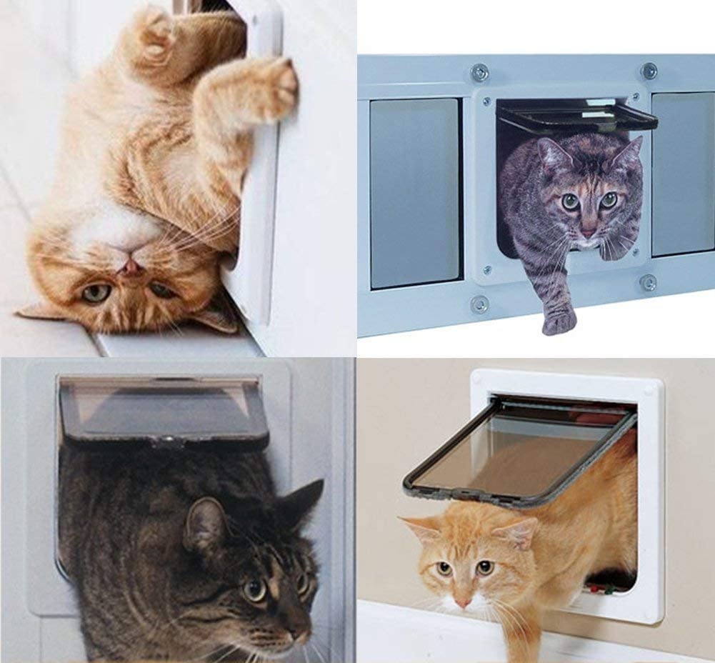  Pulchram Puerta de Mascota, Colgajo de Gato, Colgajo de Gato Magnético de 4 Vías, Colgajo de Gato/Perro con Túnel- Fácil de Instalar 20 * 19 * 16 cm 