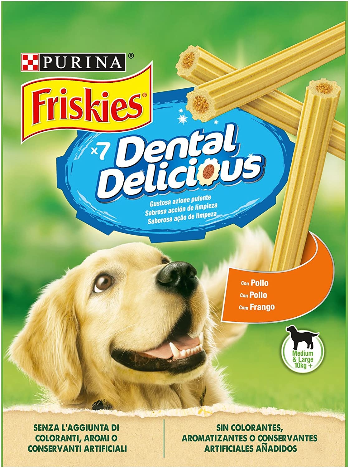  Purina Friskies Dental Delicious, Golosina dental para Perro Mediano y Grande 6 x 200 g (1.2 kg) 