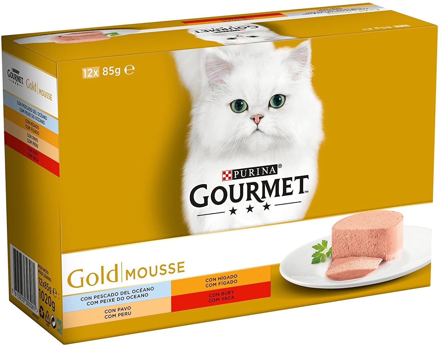  Purina Gourmet Gold Mousse comida para gatos Surtido sabores 8 x [12 x 85 g] 