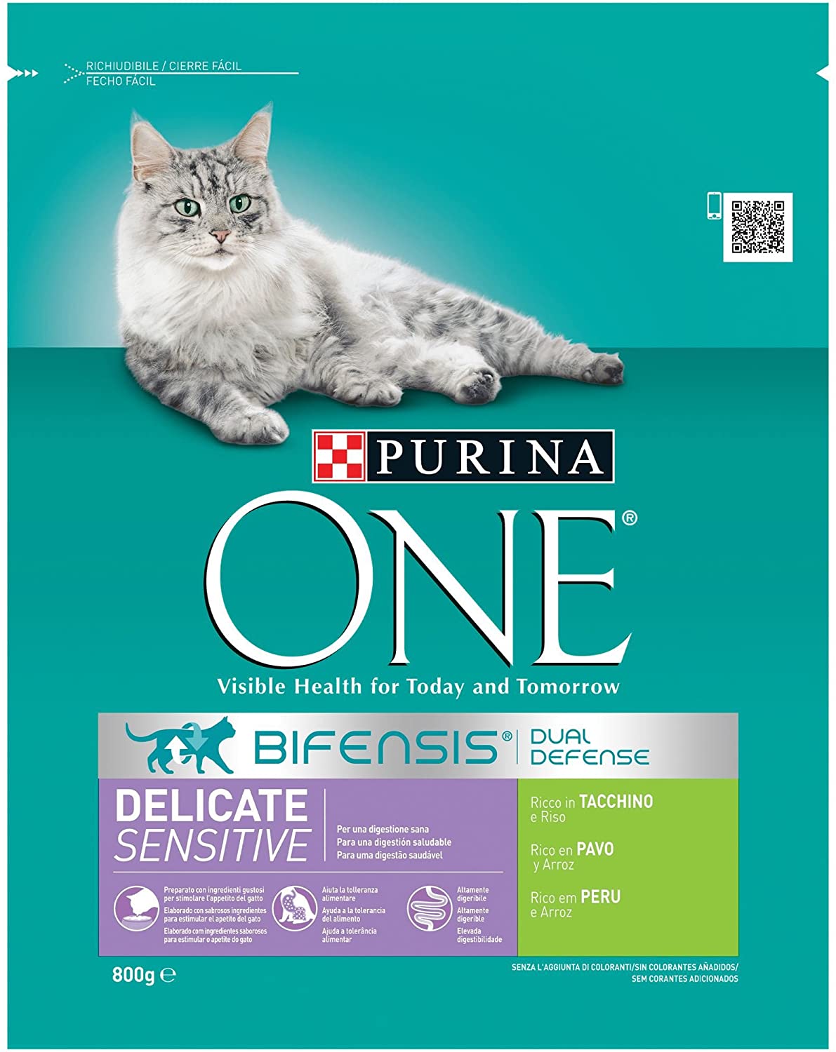  PURINA ONE Bifensis Pienso para Gatos con la Digestión Sensible Salmón y Cereales 8 x 800 g 