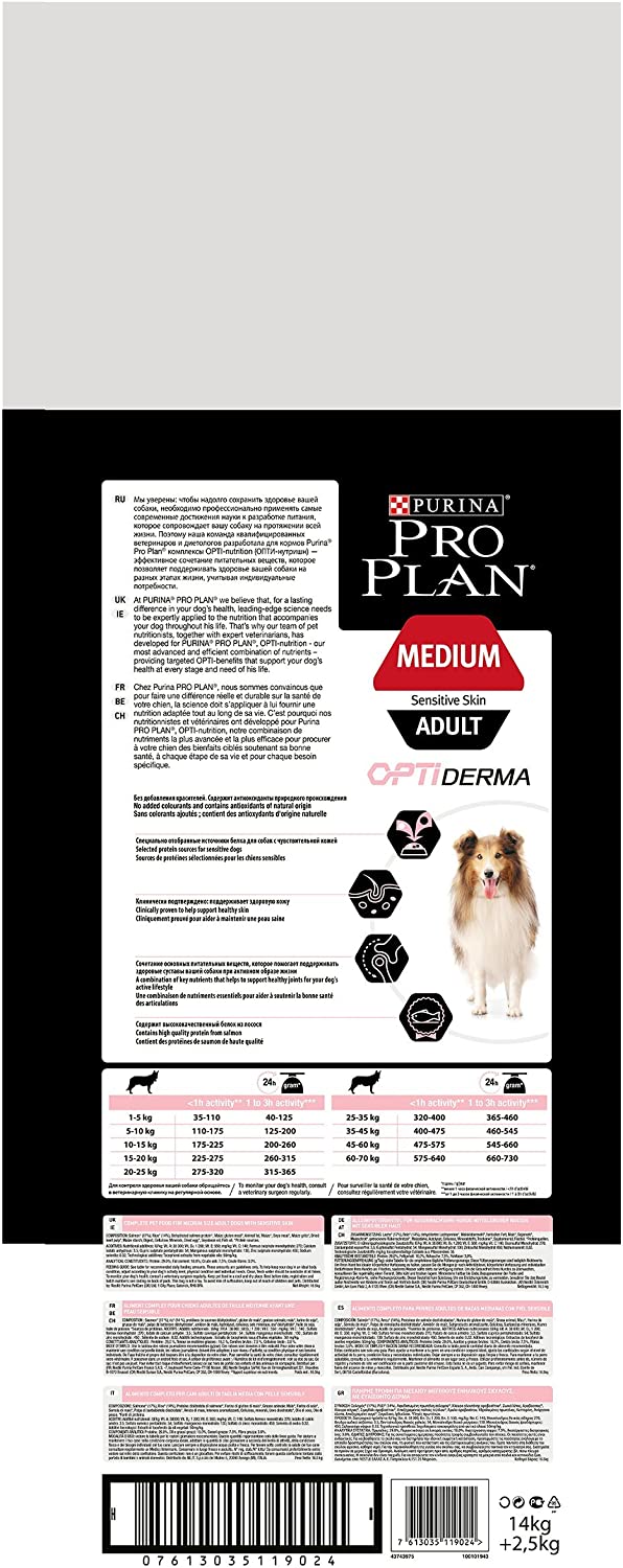  Purina - Pro Plan Adult Optiderma Medium, 14Kgs + 2,5Kgs Gratis 