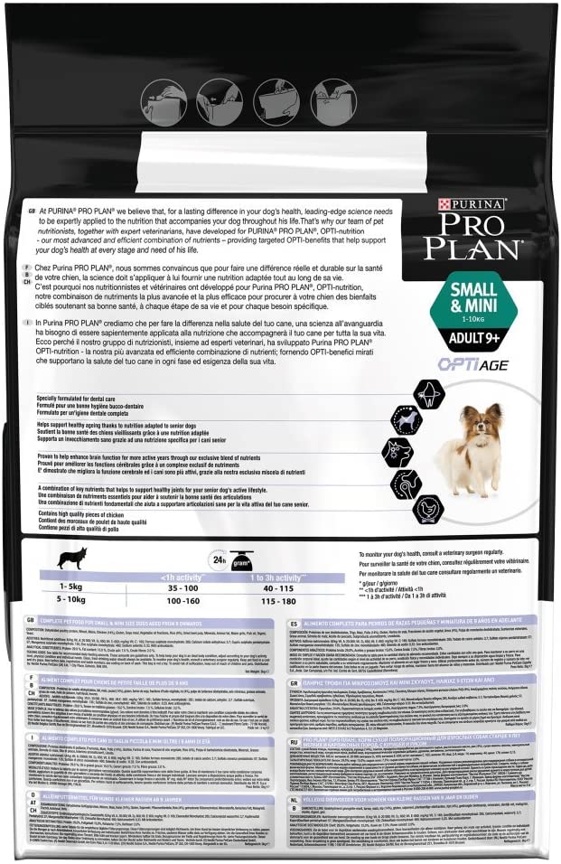  PURINA Pro Plan Comida Seco para Perro Adulto Pequeño y Mini 9+ con Optiage, Sabor Pollo - 3 Kg 