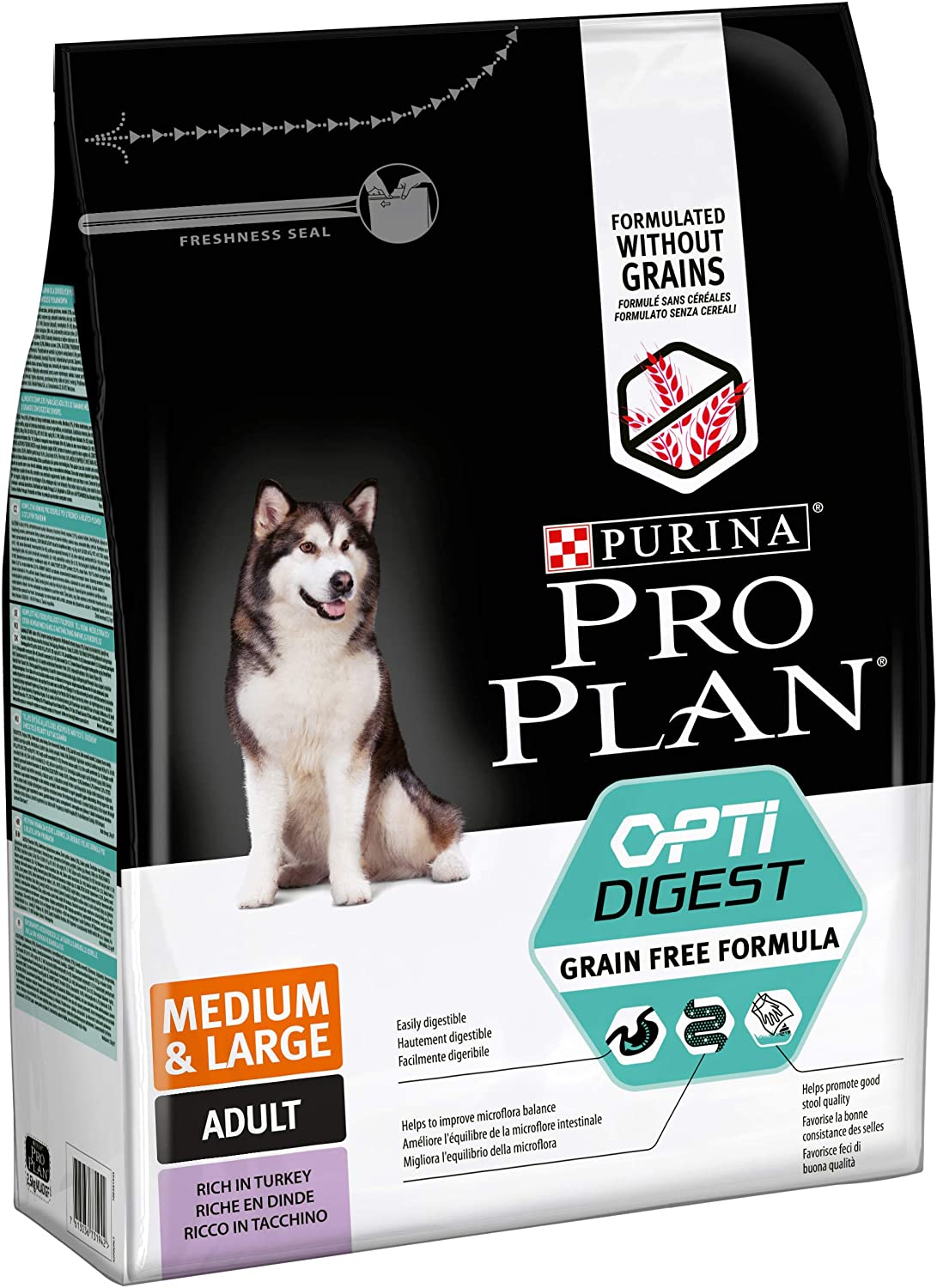  Purina Pro Plan Optidigest Grain Free Comida Seca para Perros Adultos, Medianos y Grandes con Pavo - Paquete de 2500 gr 