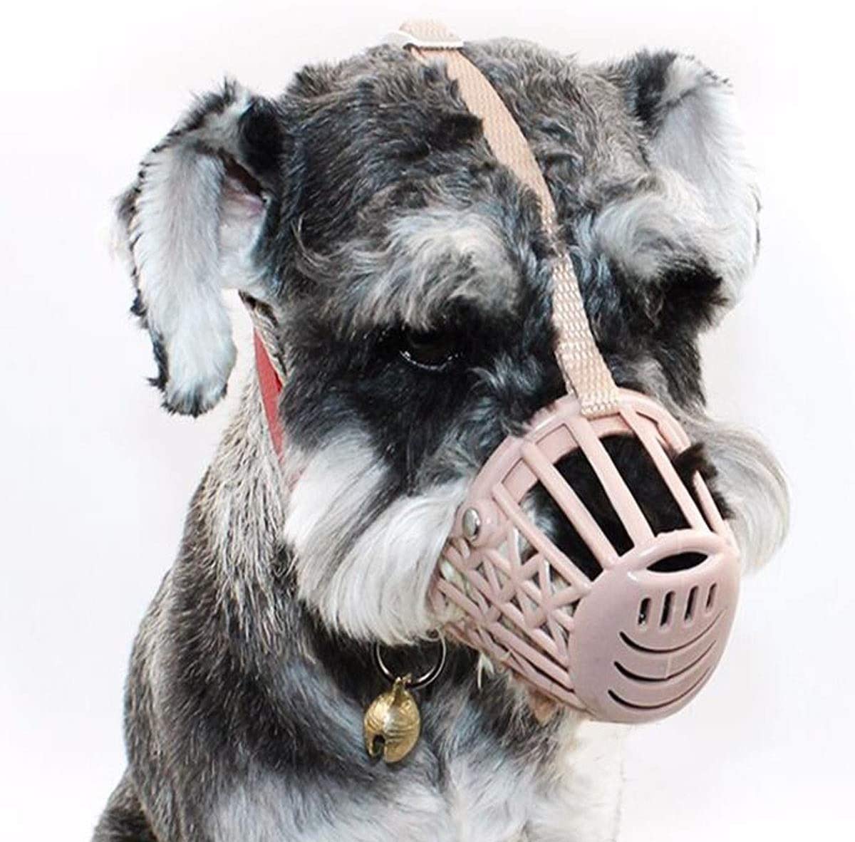  Qiaoxianpo01 Juego de boca para perro, perro pequeño, a prueba de mordidas, máscara de perro, boquilla de plástico blando, con collar, anti-derramamiento, suministros para mascotas, beige, rojo 3 Eleg 