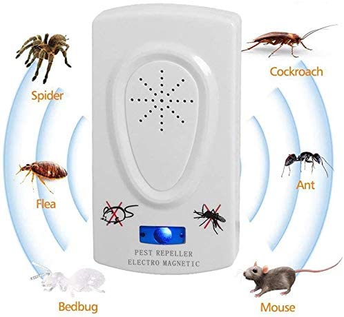  Ratón cucaracha repelente de insectos dispositivo ratas arañas mosquito asesino del parásito hogar de plagas controlador para mosquitos, hormigas, arañas, escarabajos, cucarachas, ratas - White 