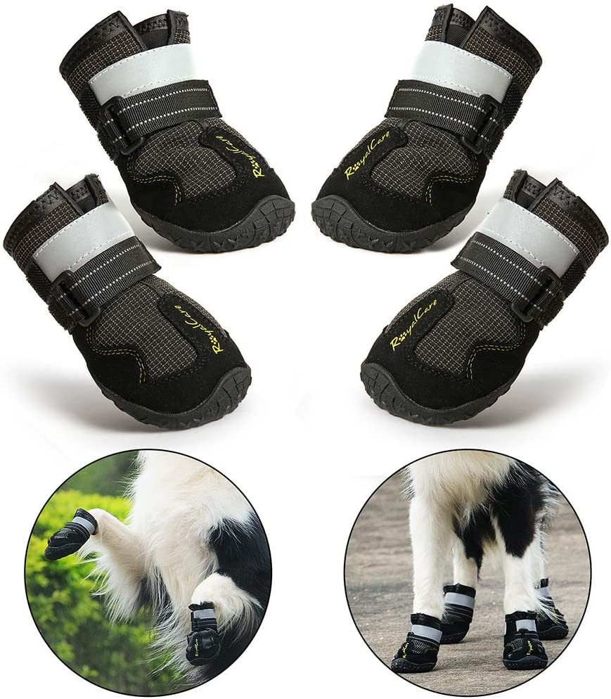  RoyalCare Zapatos Perro Impermeable, Zapatos Perro para Medianas y Grandes Perros - Negro (6#) 