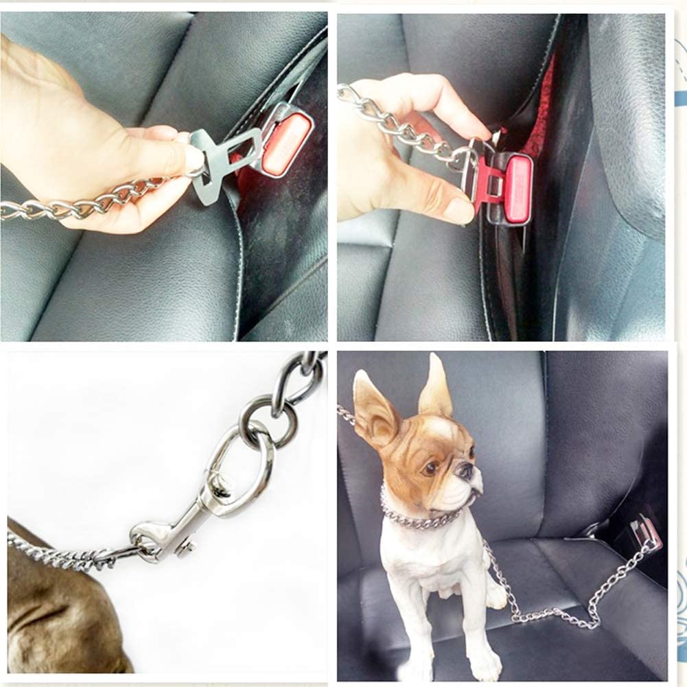  Segle Cinturón de Seguridad para Perro con Cadena de Metal para Coche, a Prueba de mordiscos, Correa de Seguridad para Perros y Gatos, arnés Universal 