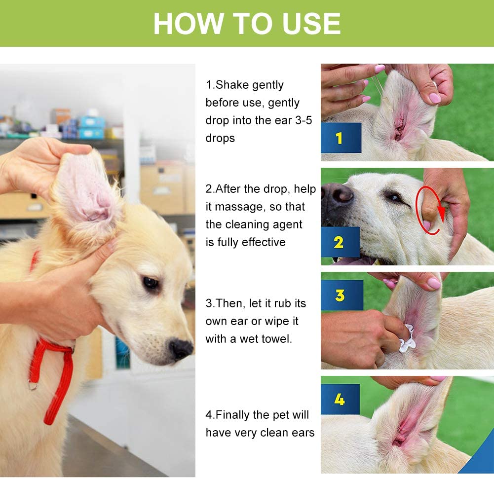  SEGMINISMART Limpiador de Oidos para Perros, Limpiador de Oídos para Perros y Gatos, Limpia, desodoriza, Elimina los olores, 60 ml 