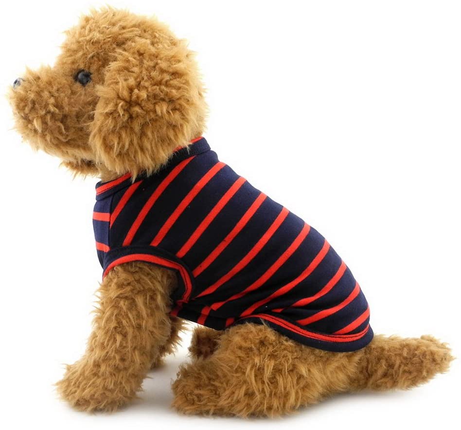  SELMAI - Camiseta de rayas para gatos, ropa de algodón suave, transpirable, para perros pequeños, para cachorros, chihuahua, yorkie y verano, para caminar al aire libre 